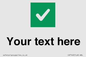 Custom plain background, green square with tick sign